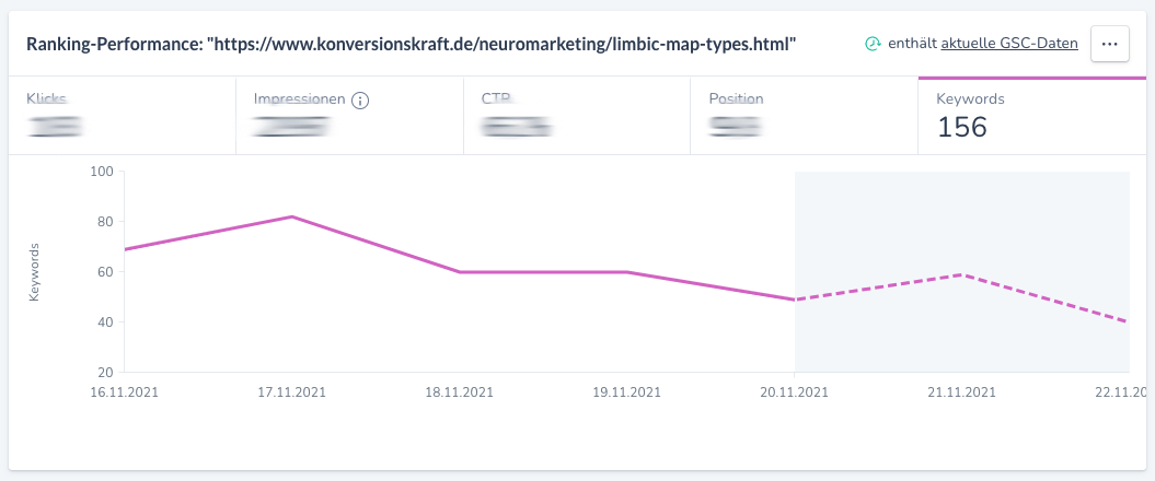 Keyword Performance Report aus Ryte